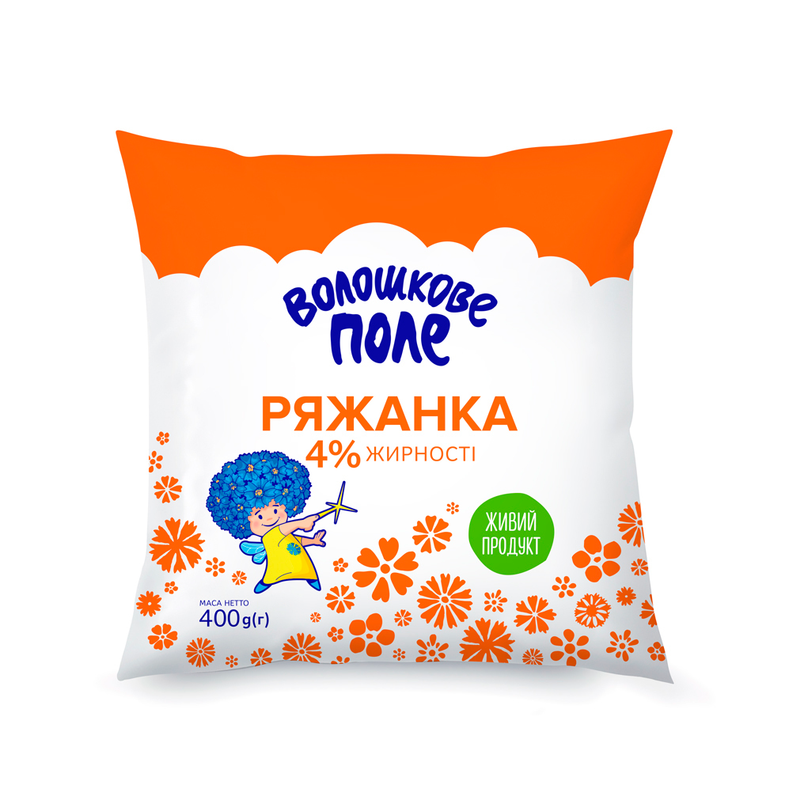 Ряжанка ВОЛОШКОВЕ ПОЛЕ, 400г, 4%, плівка поліетиленова